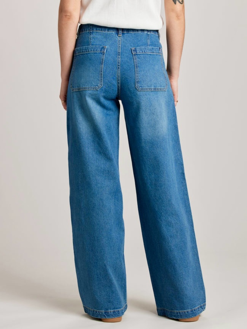 UNIONBAY Soleil Tie-Waist High Rise Wide Leg Denim Jeans Size 9/29W Medium Wash - Picture 2 of 15